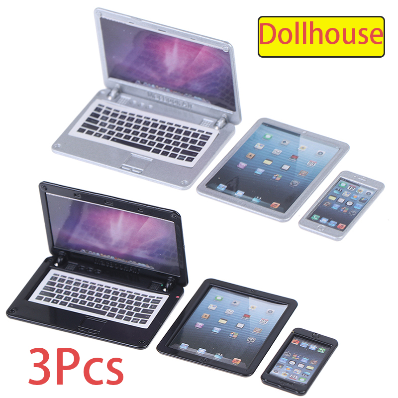 Art Craft House - 3Pcs/set 1:6 Dollhouse Simulation Miniature Laptop