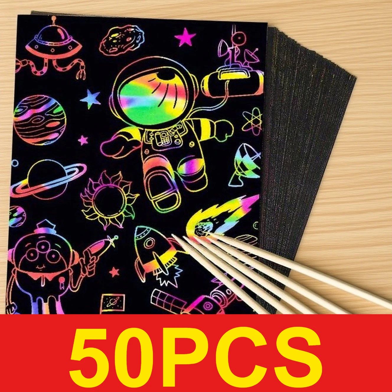 Art Craft Rainbow - 50 pcs Scratch Paper Kids Rainbow