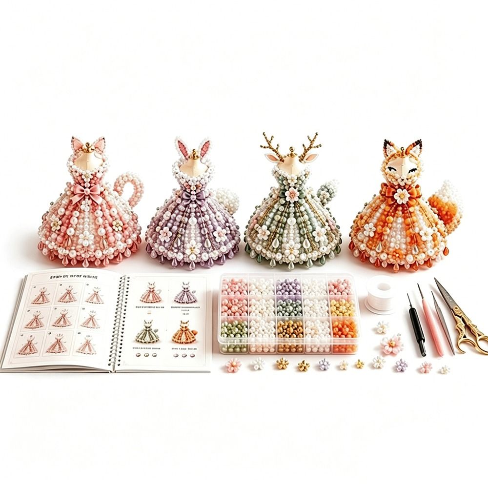 Art Craft Rainbow - Tiny Beads 3D Beaded Dress Kit