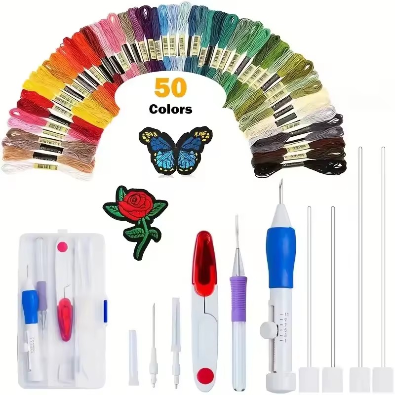 Punch Needle Kit - 50 Colors Punch Needle Embroidery Kit