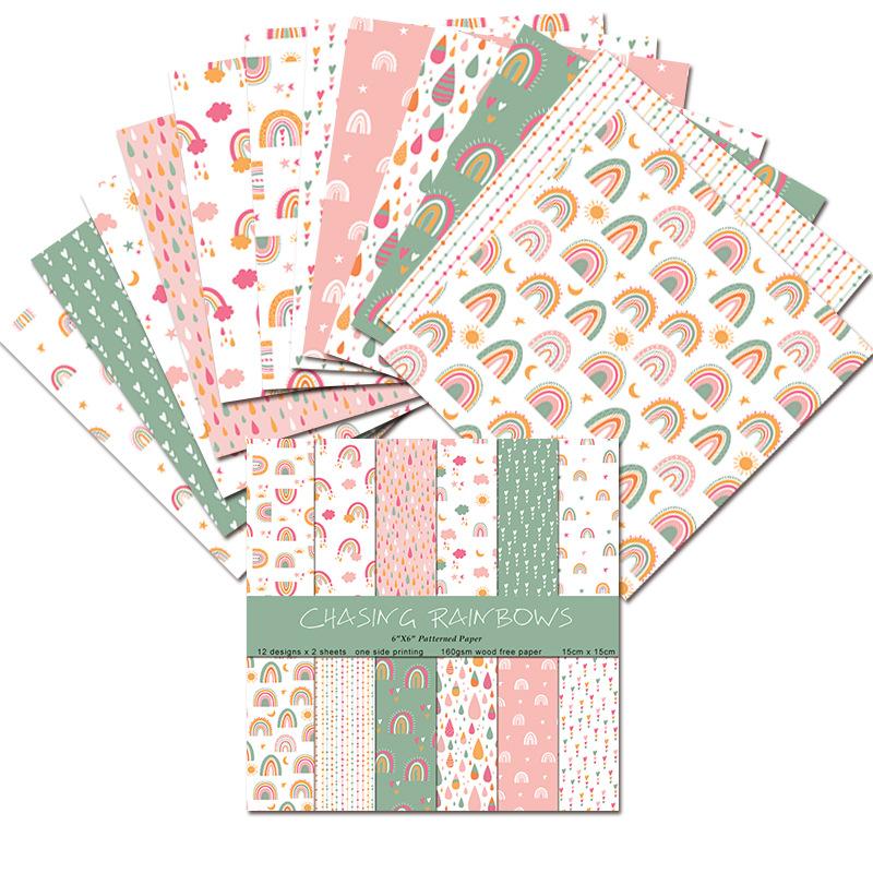 Art Craft Background - 24 Sheets/Set Rainbow Craft Paper Pads