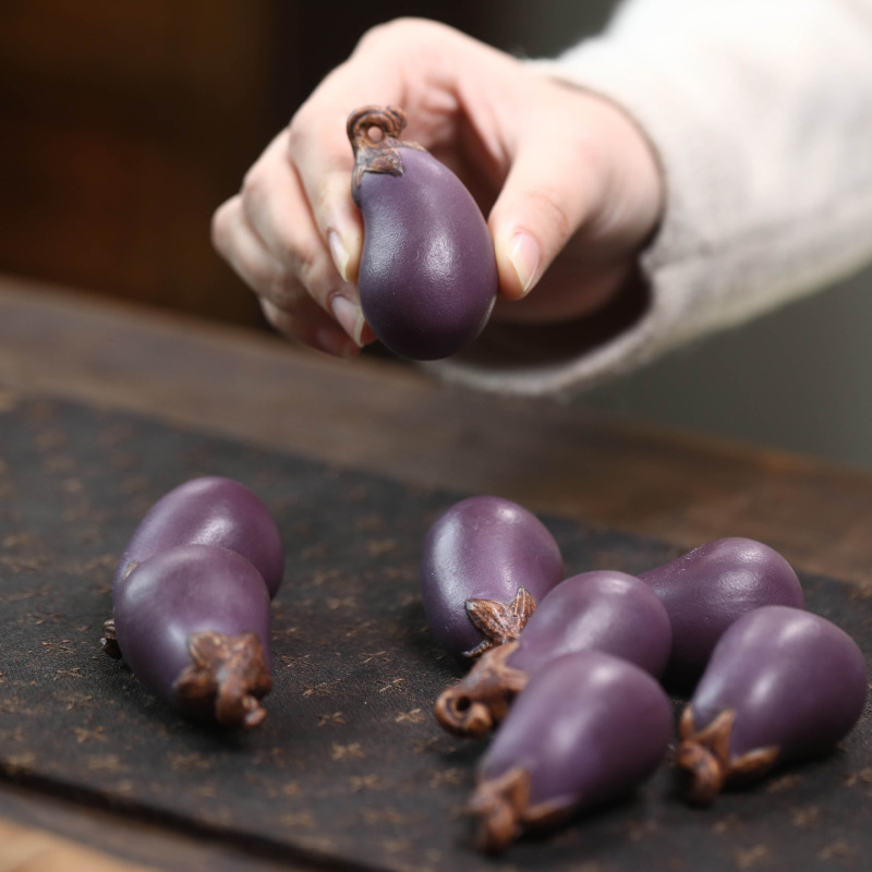 Art And Craft Vegetable - Purple Sand Eggplant Tea Pet Handmade