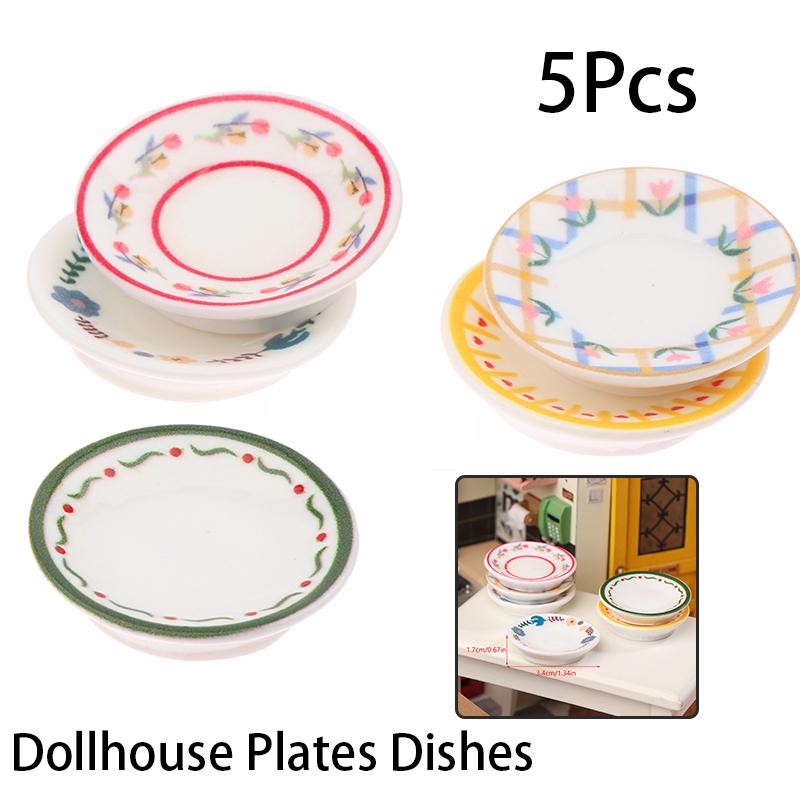 5Pcs 1/12 Dollhouse Mini Plate - огляд і ціна Art Craft House