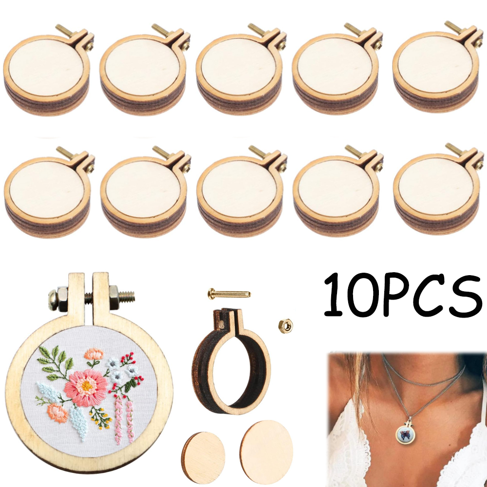 10Pcs/Set Wooden Mini Embroide - огляд і ціна Embroidery Hoop Kit