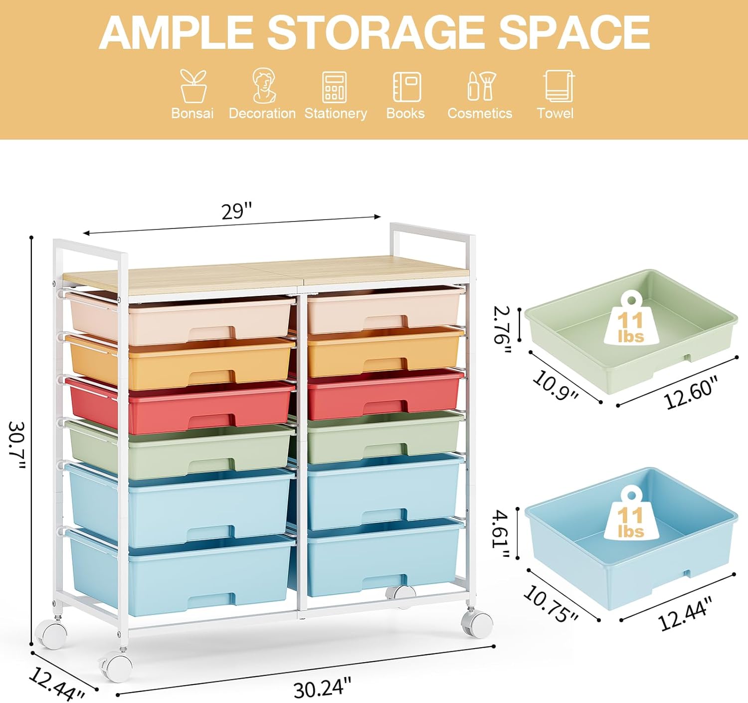 Rolling Storage Cart with 12 D - огляд і ціна Art Craft Rainbow