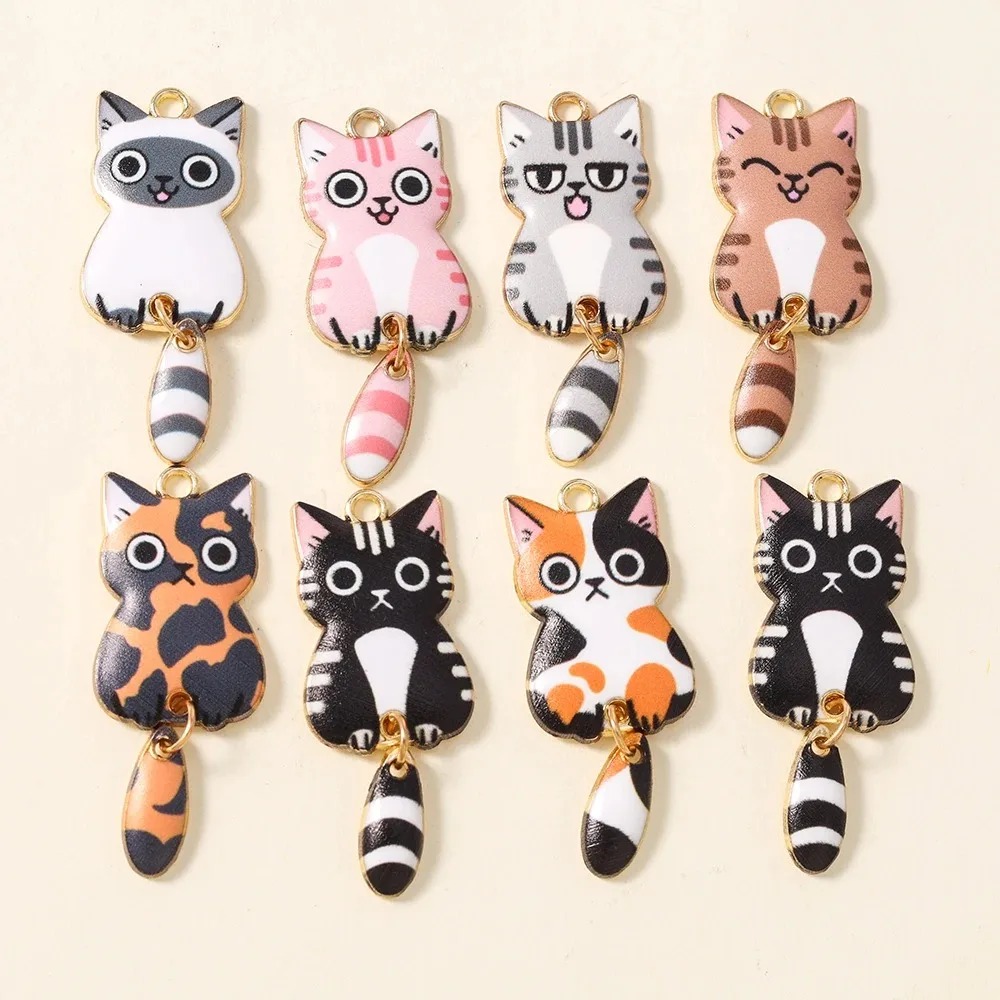 10Pcs 16×39mm Cute Cartoon Cat - огляд і ціна Art Craft Resin