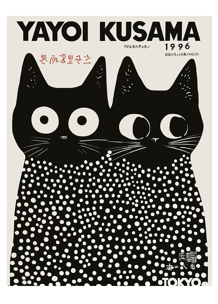 Yayoi Kusama Black Cats Series - огляд і ціна Art Craft House