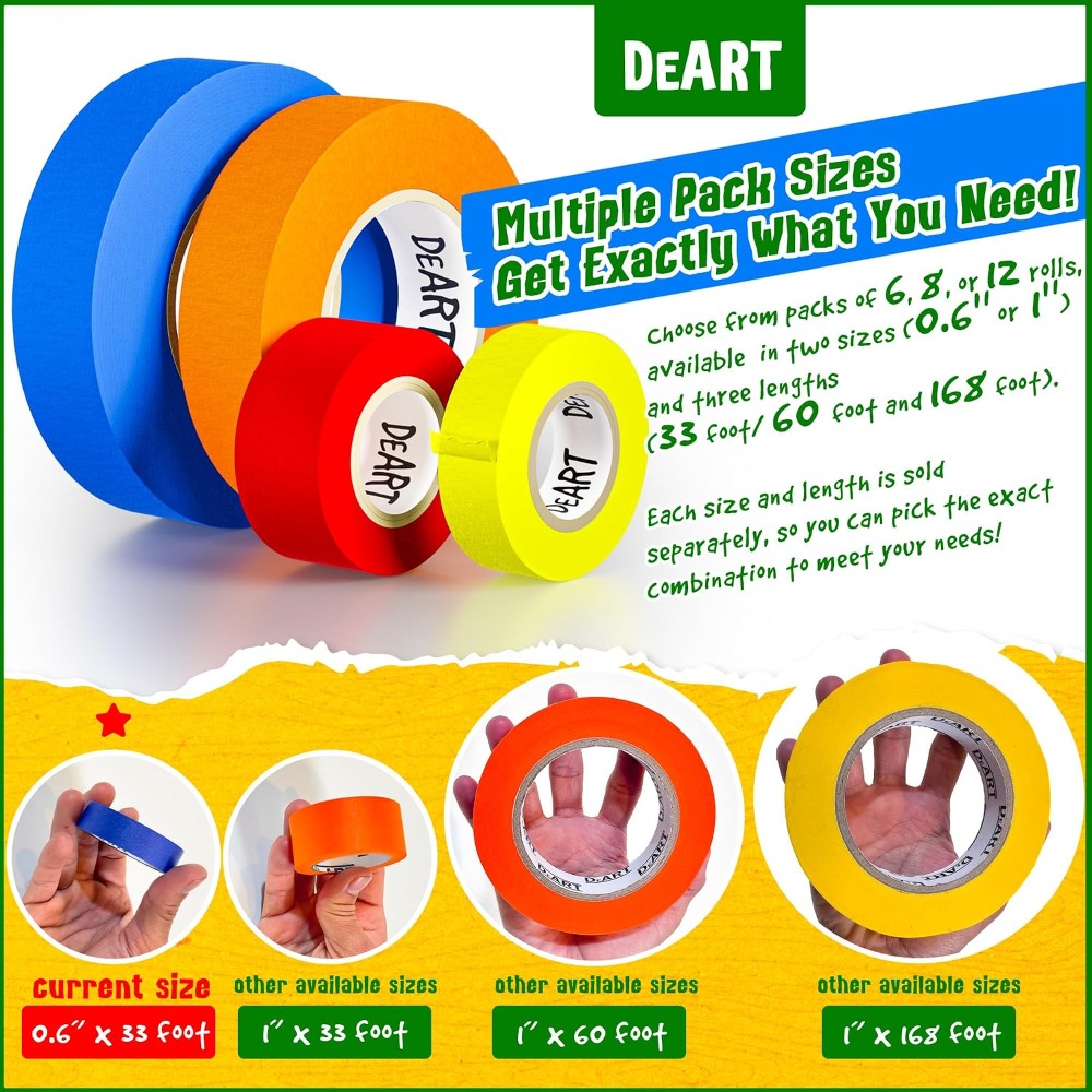 Colorful Masking Tape 12 Rolls - огляд і ціна Art X Craft